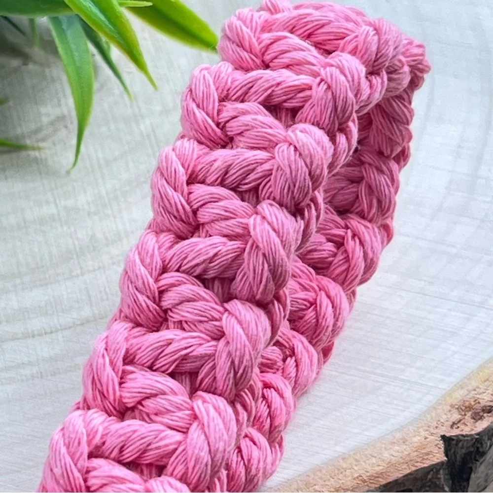 Boho Macrame Wristlet Hot Pink Keychain